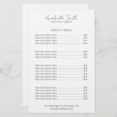 Einfache Minimalistische, moderne Preisliste (Vorne/Hinten)