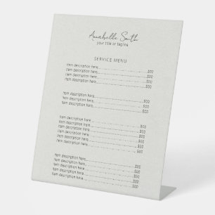 Einfache Minimalistische, moderne Preisliste Beige Sockelschild