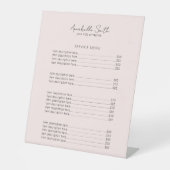 Einfache Minimalistische, moderne Rosa Preisliste Sockelschild (Vorderseite)