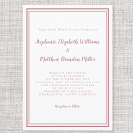 Einfache Minimalistische moderne Rose Rosa & Weiß Einladung