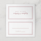 Einfache Minimalistische moderne Rose Weiß Hochzei Platzkarte (Außenseite Aufgefaltet)