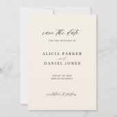 Einfache minimalistische moderne Schrift Elfenbein Save The Date (Vorderseite)