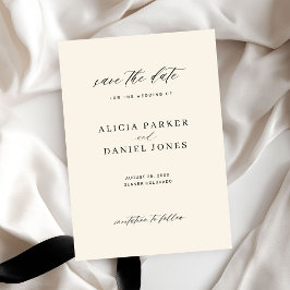 Einfache minimalistische moderne Schrift Elfenbein Save The Date