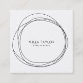 Einfache minimalistische, moderne Schwarz-Weiß-Kre Quadratische Visitenkarte (Vorderseite)