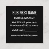 Einfache Minimalistische Moderne Schwarz & Weiß Rabattkarte (Rückseite)