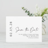 Einfache Minimalistische moderne Script Schriftart Save The Date (Stehend Vorderseite)