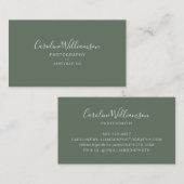 Einfache Minimalistische, moderne Skriptwald grün Visitenkarte (Vorne/Hinten)