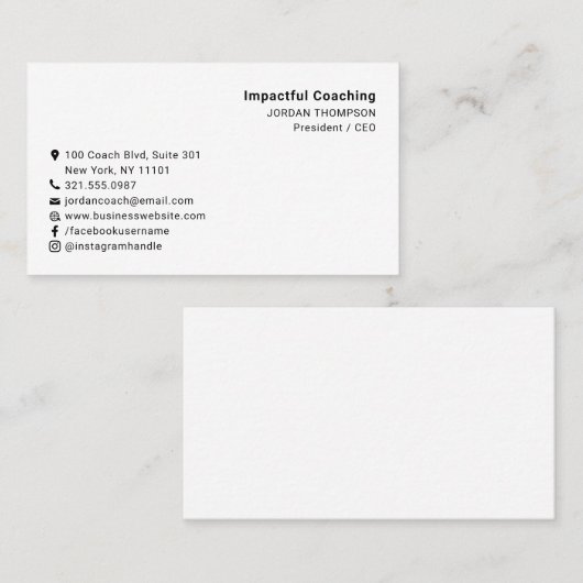 Einfache Minimalistische moderne Social Media-Icon Visitenkarte (Vorne/Hinten)