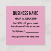 Einfache Minimalistische Moderne Trendschwarz & Pi Rabattkarte (Rückseite)