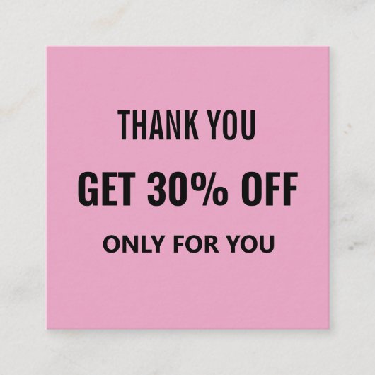 Einfache Minimalistische Moderne Trendschwarz & Pi Rabattkarte (Vorderseite)