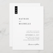 Einfache Minimalistische Mongram-Hochzeit Einladung (Vorne/Hinten)