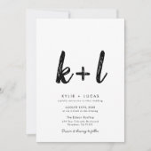 Einfache Minimalistische Monogram Black & White We Einladung (Vorderseite)