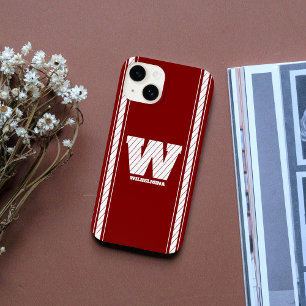 Einfache Minimalistische Monogram-Maroon & White S Case-Mate iPhone 14 Hülle