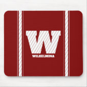 Einfache Minimalistische Monogram-Maroon & White S Mousepad (Vorne)
