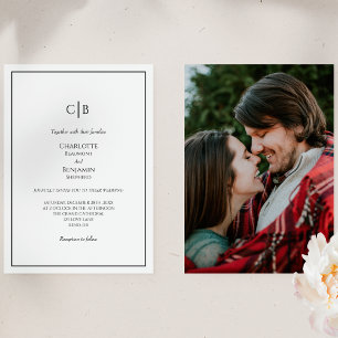 Einfache Minimalistische Monogramm-Foto-Hochzeit Einladung