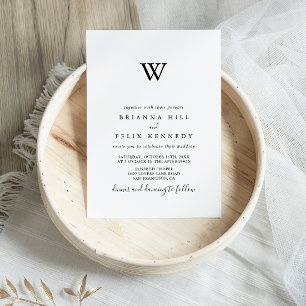 Einfache Minimalistische Monogramm-Hochzeit Einladung