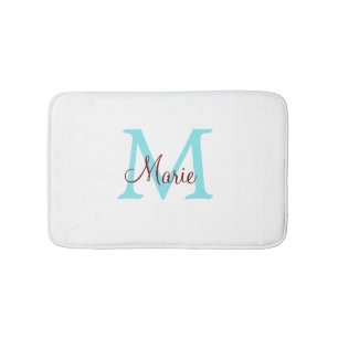 einfache minimalistische Monogramm-Name in Rosa Ro Badematte