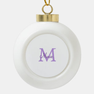 einfache minimalistische Monogramm-Name in Rosa Ro Keramik Kugel-Ornament