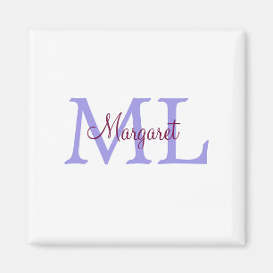 einfache minimalistische Monogramm-Name in Rosa Ro Magnet