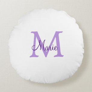 einfache minimalistische Monogramm-Name in rosa ro Rundes Kissen