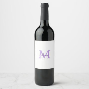 einfache minimalistische Monogramm-Name in Rosa Ro Weinetikett