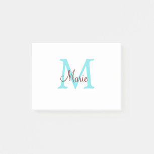 einfache minimalistische Monogramm-Name rosa rot   Post-it Klebezettel