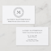 Einfache Minimalistische Monogramm Notar Visitenkarte (Vorne/Hinten)