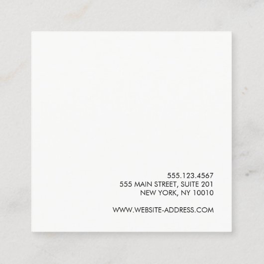 Einfache Minimalistische Monogramm Quadratische Visitenkarte (Rückseite)