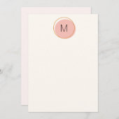 Einfache Minimalistische Monogramm Rosa und Gold Mitteilungskarte (Vorne/Hinten)