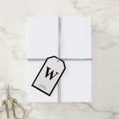 Einfache Minimalistische Monogramm Schwarz/Weiß Geschenkanhänger (Mit Garn)
