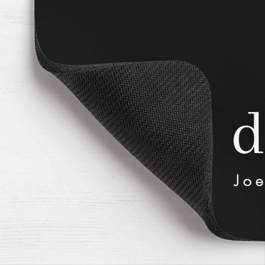 Einfache Minimalistische Monogramm Schwarz/Weiß Mousepad (Ecke)