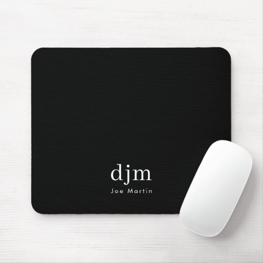 Einfache Minimalistische Monogramm Schwarz/Weiß Mousepad (Mit Mouse)