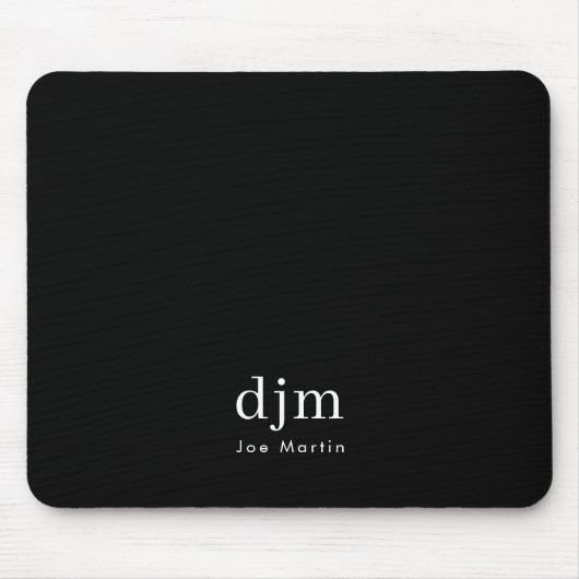 Einfache Minimalistische Monogramm Schwarz/Weiß Mousepad (Vorne)