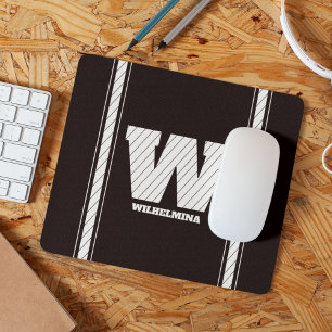 Einfache Minimalistische Monogramm Schwarz/Weiß St Mousepad