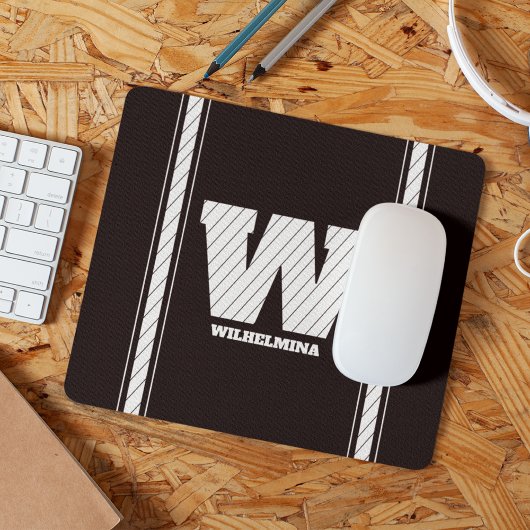 Einfache Minimalistische Monogramm Schwarz/Weiß St Mousepad
