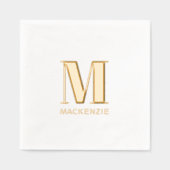 Einfache Minimalistische Monogrammbezeichnung Servietten Mit Folie (Vorderseite)