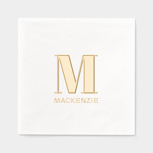 Einfache Minimalistische Monogrammbezeichnung Servietten Mit Folie (Vorderseite)