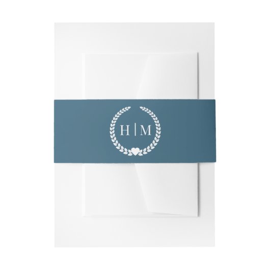 Einfache Minimalistische Moody Ocean Blue Monogram Einladungsbanderole (Vorderseite Beispiel)