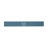 Einfache Minimalistische Moody Ocean Blue Monogram Einladungsbanderole (Flach)