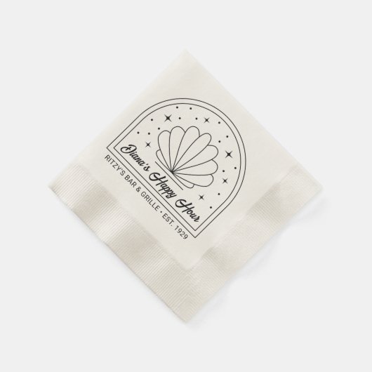 Einfache Minimalistische Muschel Logo-Getränke Nap Serviette (Ecke)