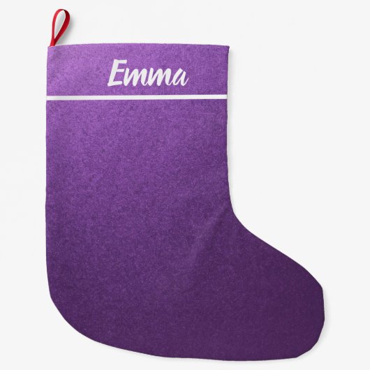 Einfache Minimalistische Namensschrift Lila Großer Weihnachtsstrumpf (Vorderseite)