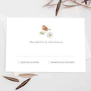 Einfache Minimalistische Natur Bird Daisy RSVP Kar Karte