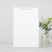 Einfache Minimalistische Navy Blue Thole Border Fr Briefpapier (Stehend Vorderseite)