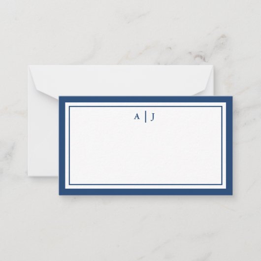 Einfache Minimalistische Navy Blue Two Border Mono Mitteilungskarte (Vorderseite)