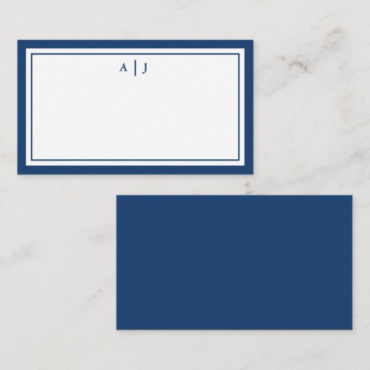Einfache Minimalistische Navy Blue Two Border Mono Mitteilungskarte (Vorne/Hinten)