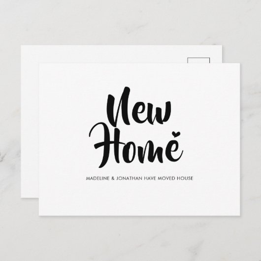 Einfache Minimalistische neue Zuhause-Herzbewegung Ankündigungspostkarte (Vorne/Hinten)