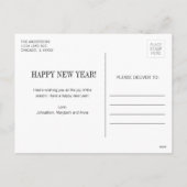 Einfache Minimalistische Neuerscheinung Feiertagspostkarte (Rückseite)