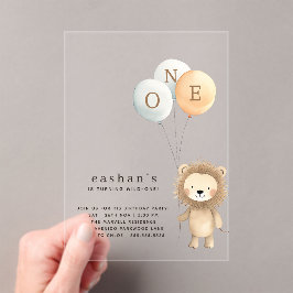 Einfache Minimalistische Niedliche Löwe 1. Geburts Acryleinladungen