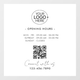 Einfache Minimalistische Öffnungszeiten des Logos Fensteraufkleber