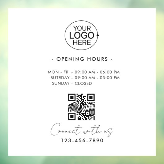 Einfache Minimalistische Öffnungszeiten des Logos Fensteraufkleber (Blatt 3)